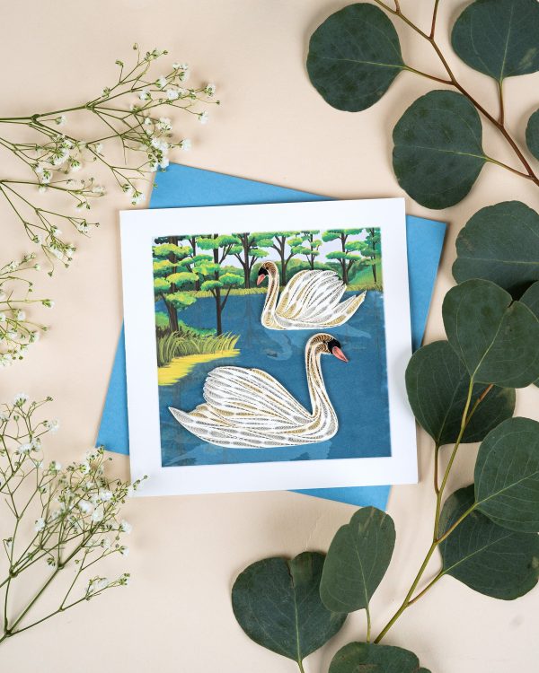Quilled Two Swans Greeting Card Online Hot Sale - Image 5