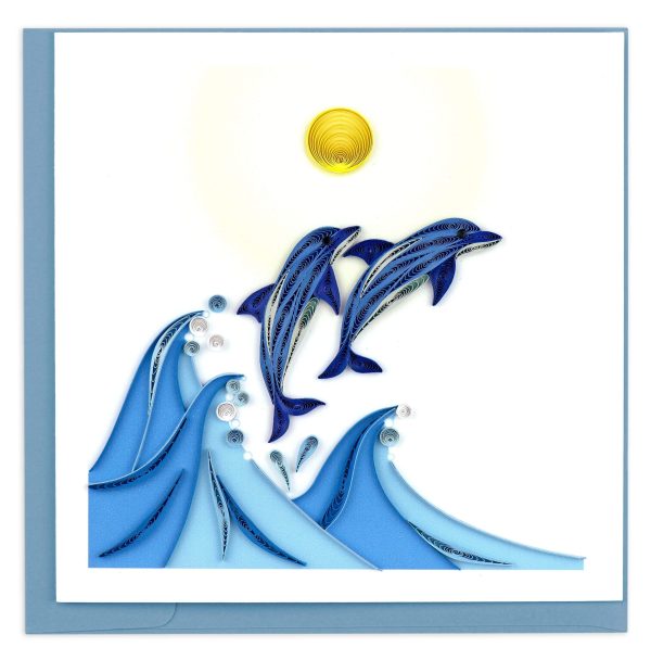 Quilled Jumping Dolphins Greeting Card on Sale